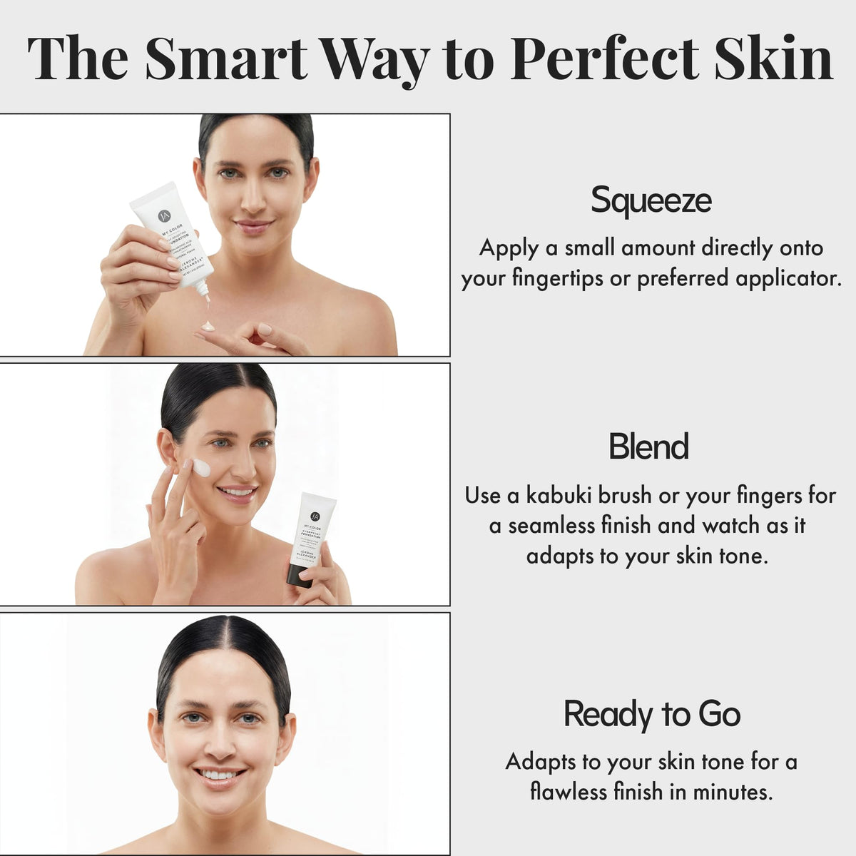Jerome Alexander microbeads in hand mid-color-change, illustrates self-adjusting technology benefit