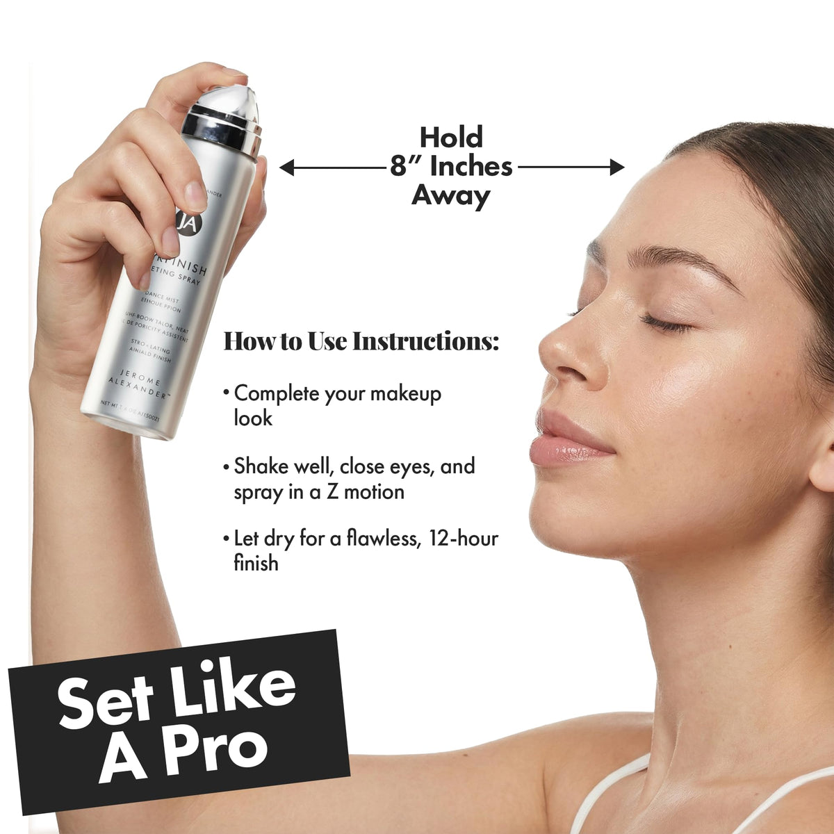 Jerome Alexander spray on hand showing fast absorption and non-sticky finish