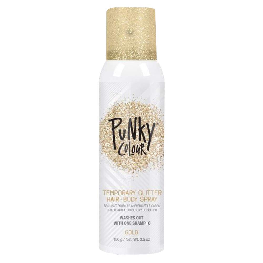 Jerome Russell Punky gold can front view shows label and size, great portable shimmer