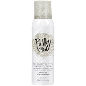Jerome Russell Punky front packaging showing silver glitter can, clear product ID and benefit