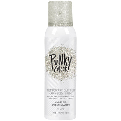 Jerome Russell Punky front packaging showing silver glitter can, clear product ID and benefit