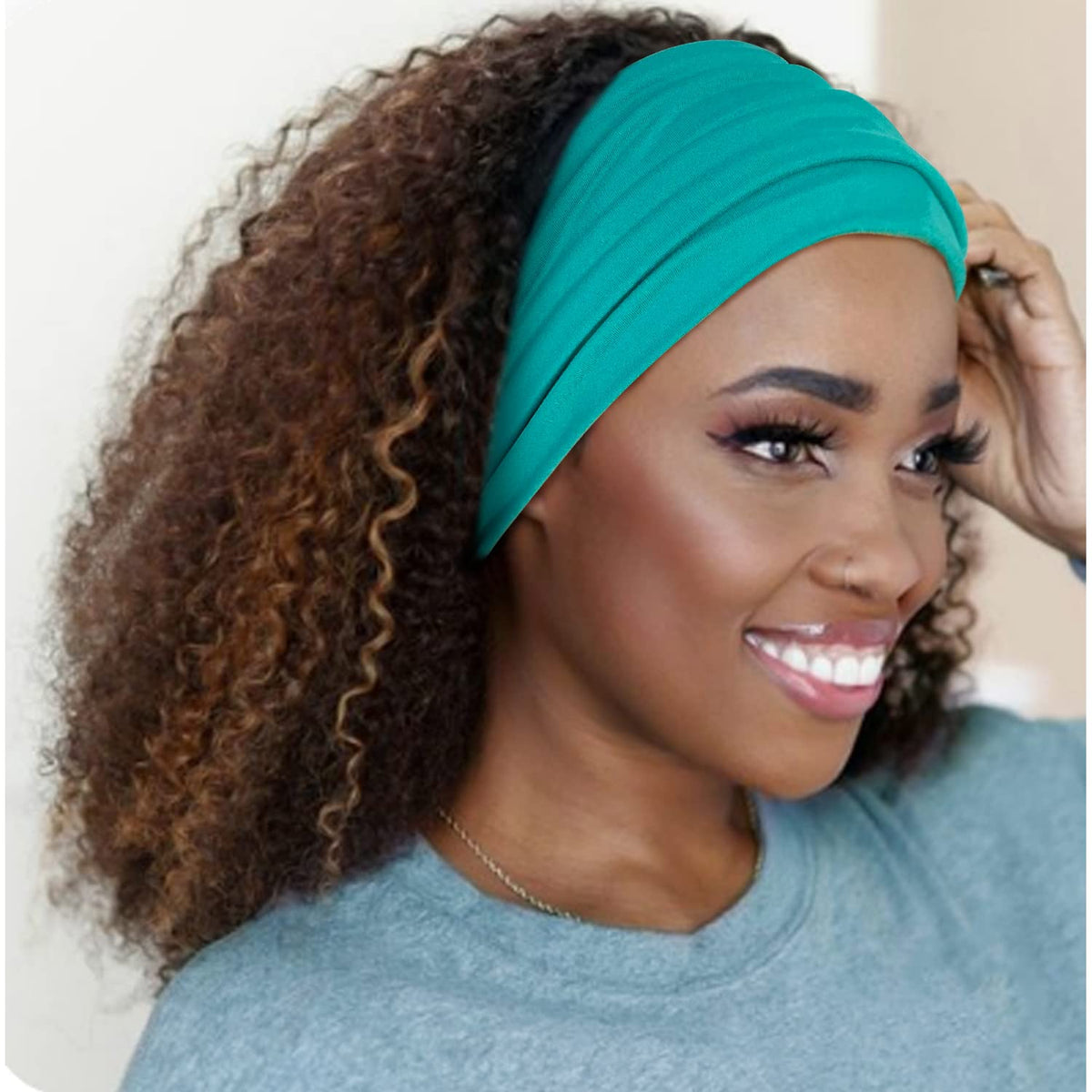 Jesries headband worn during workout showing sweat-wicking benefit
