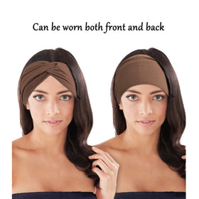 Jesries headband beside ruler showing stretch and size fit benefits