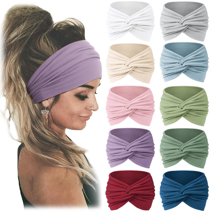 Jesries headbands set spread showing ten colors and large coverage benefit