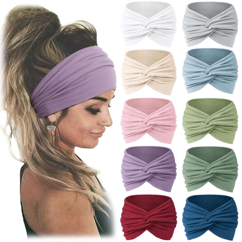 Jesries headbands set spread showing ten colors and large coverage benefit