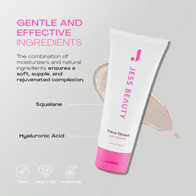 JESS BEAUTY bottle label detail highlighting active ingredients and clean formulation