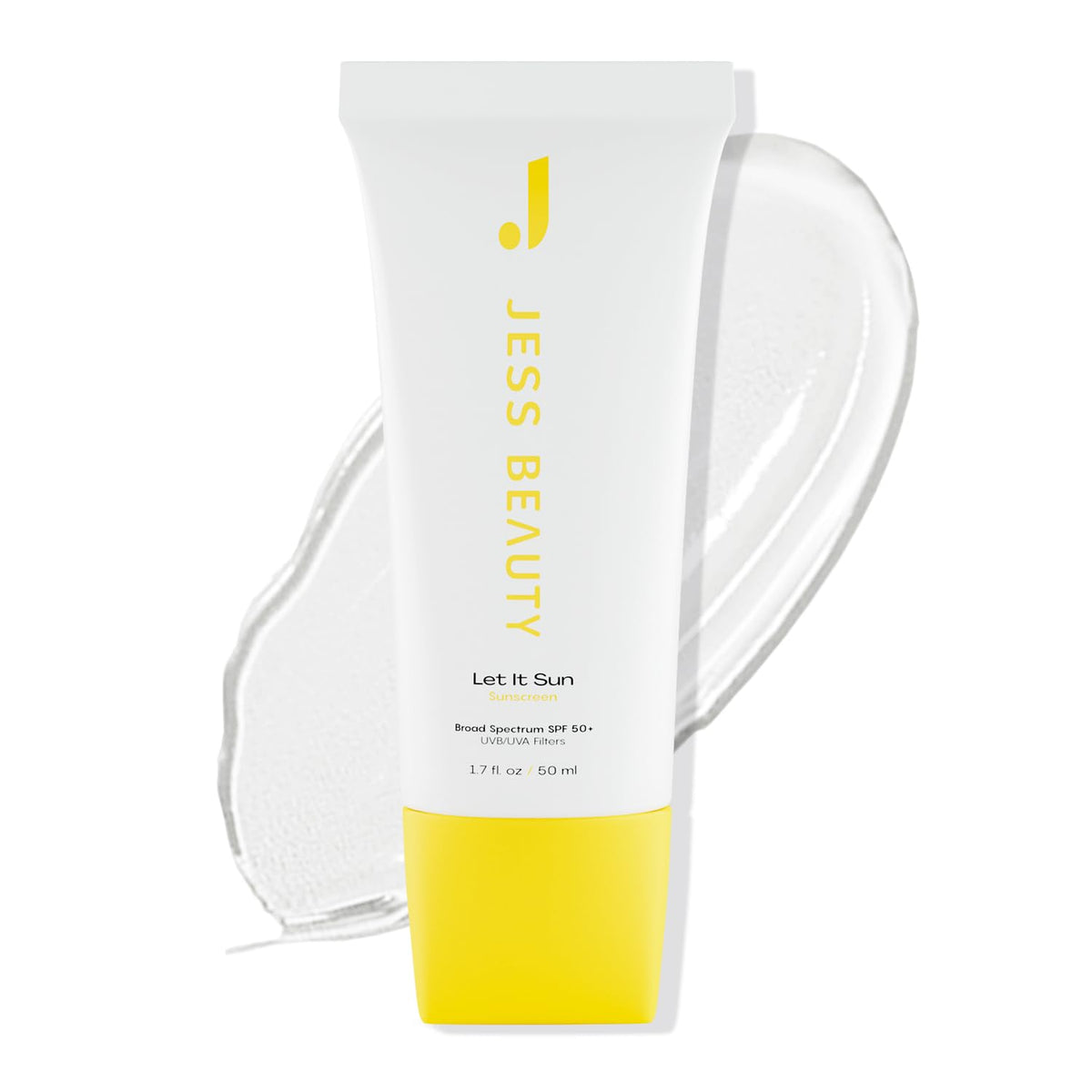 JESS BEAUTY front packaging showing SPF 50 and compact size for travel