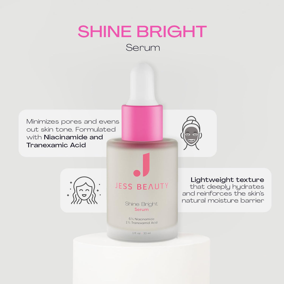 JESS BEAUTY pipette dispensing serum highlighting smooth lightweight texture