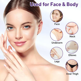 Applying Jessasjet to elbow to reduce body hyperpigmentation and restore tone