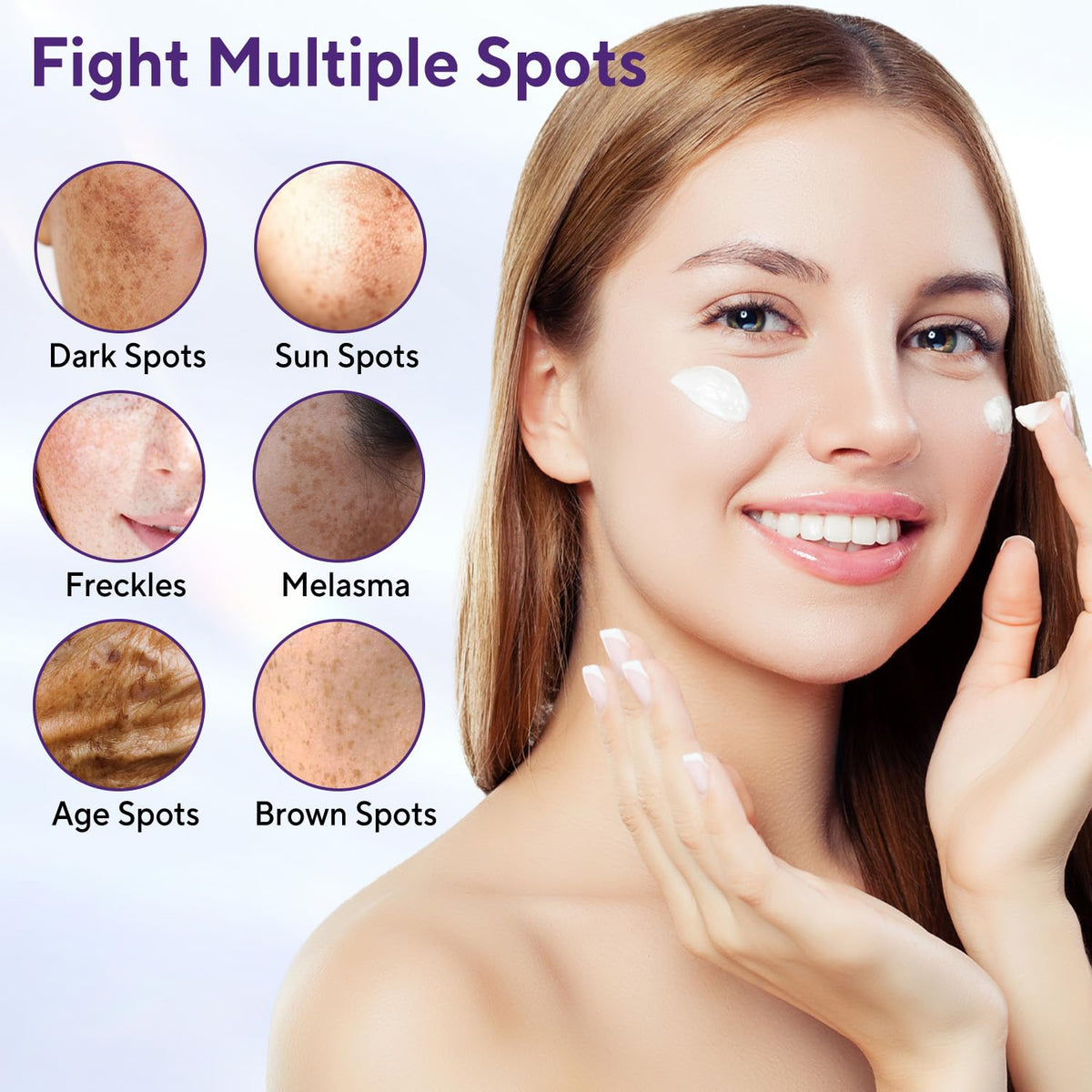 Person applying Jessasjet to cheek demonstrating targeted dark spot care