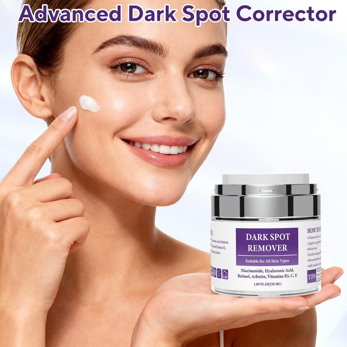 Before and after comparison illustrating Jessasjet brightening and spot fading effect