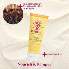 Jessicurl applied to curly hair illustrating smoother, frizz-controlled curls