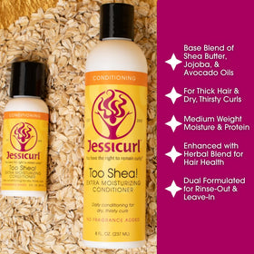 jessicurl conditioner texture on hand highlighting creamy shea-rich formula