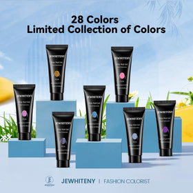 JEWHITENY color swatches row showing nude to glitter tones for design choices