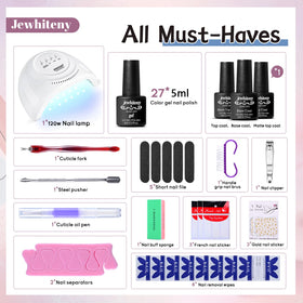 JEWHITENY gel shades array displaying 27 colors for versatile looks