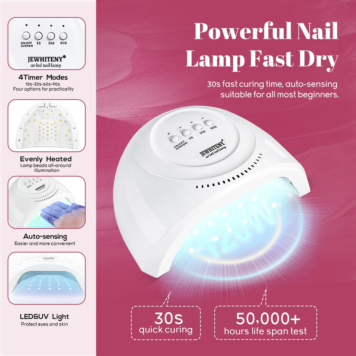 JEWHITENY lamp with detachable base demonstrating easy pedicure access