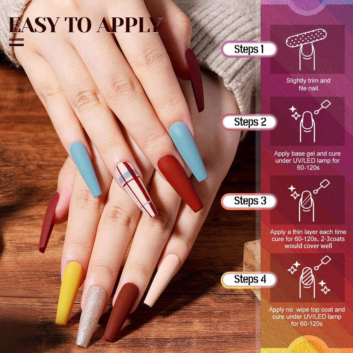 JEWHITENY polish applied on fingers being cured for long-lasting wear