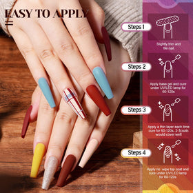 JEWHITENY polish applied on fingers being cured for long-lasting wear