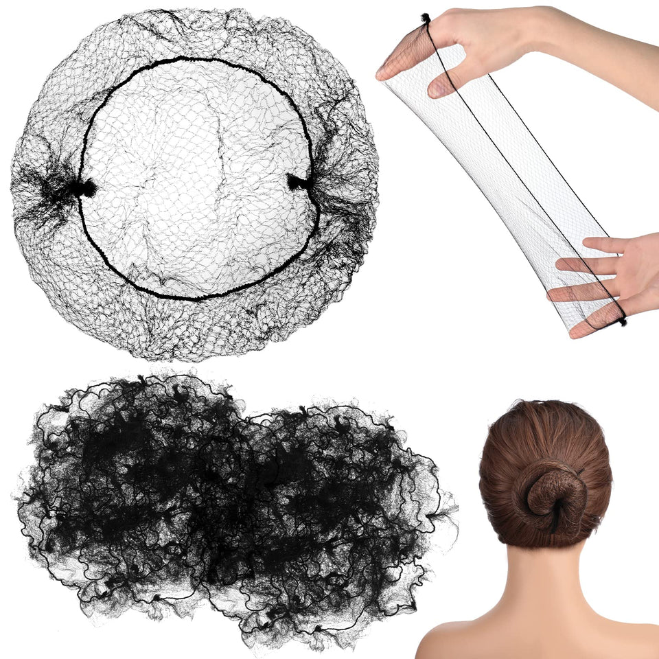 Jexine black hair nets front packaging showing bulk kit benefit