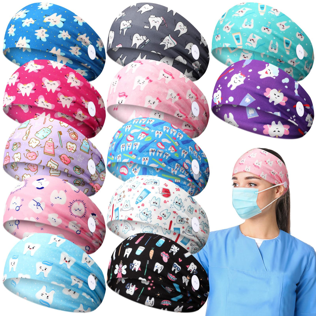 Jexine front packaging showing 12 headbands and variety benefits