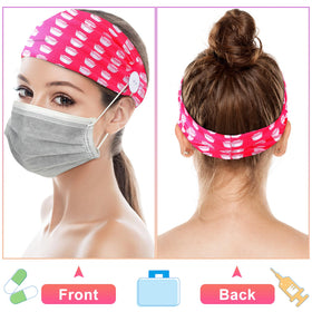Jexine headband worn by nurse securing hair and reducing mask strain