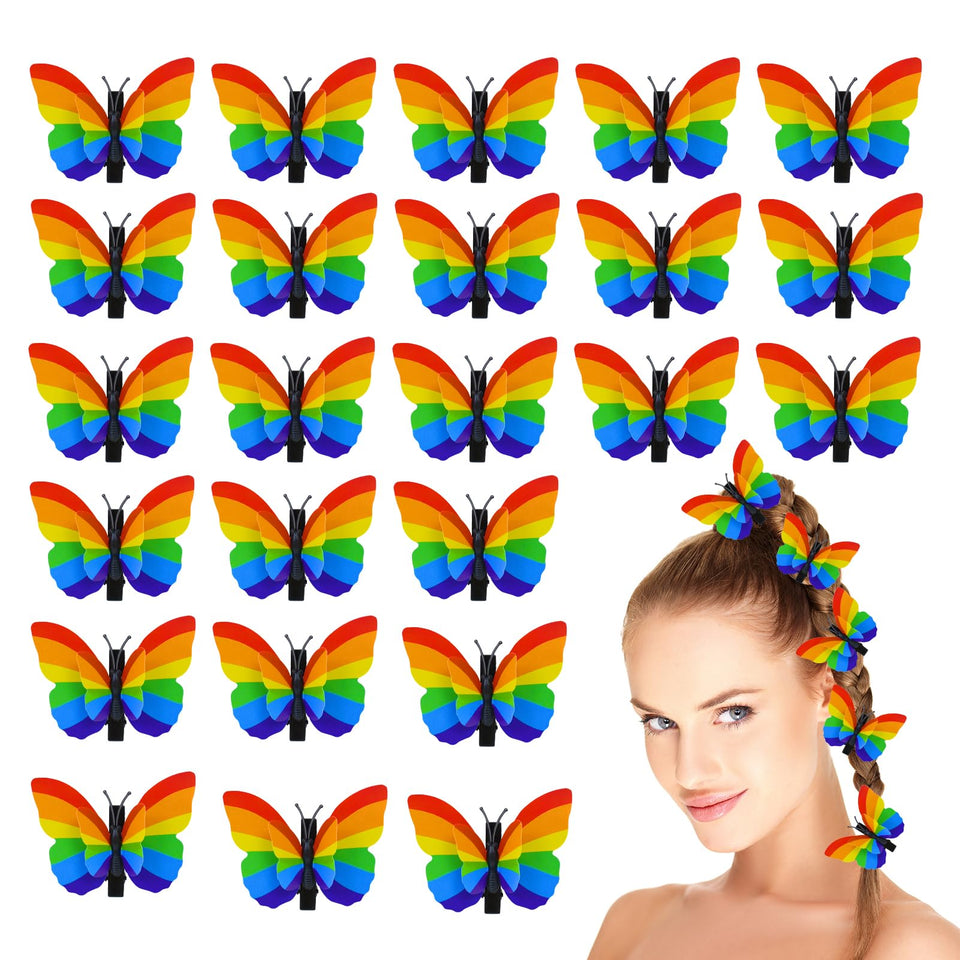 Jeyeou front packaging showing 24 rainbow butterfly clips for Pride