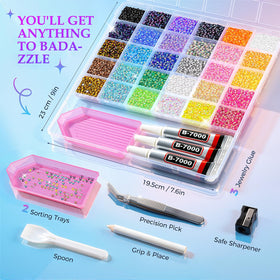 JGLXF thirty organized compartments of 3mm rhinestones for easy color selection