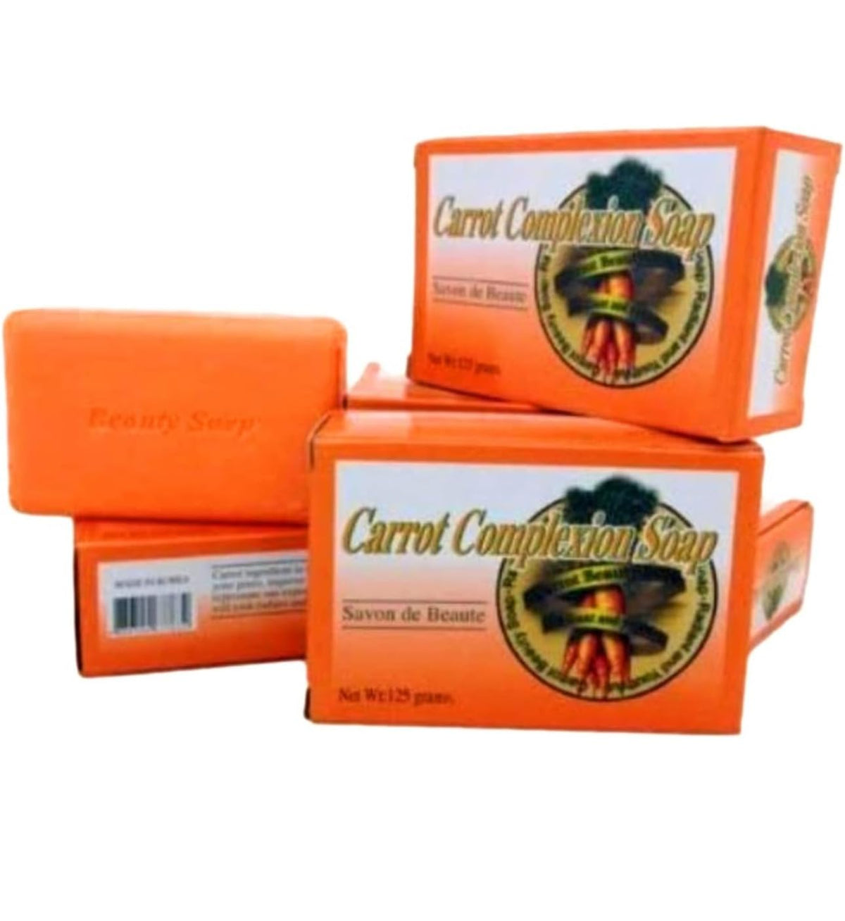 Jheppbay soap front packaging showing carrot oil benefits and clear skin appearance
