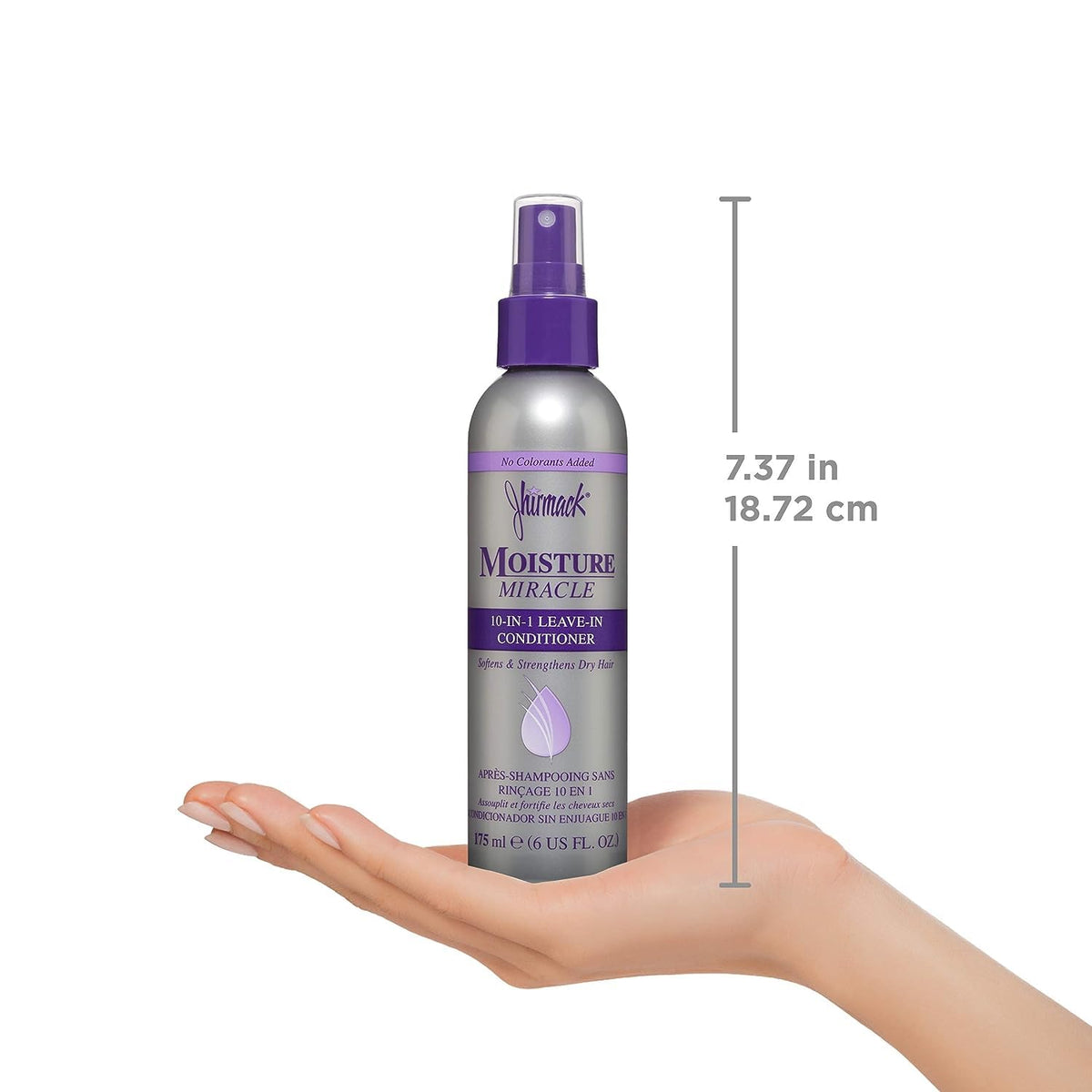 jhirmack bottle placed on a bathroom shelf suggesting daily routine