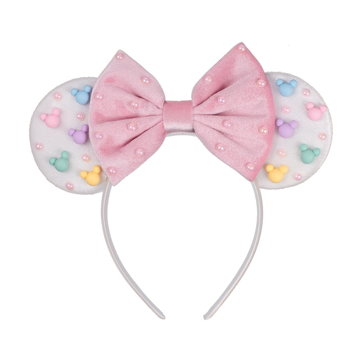 JIAHANG front view of velvet mouse ears headband shows cute design and fit