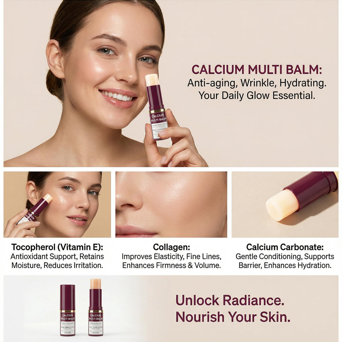 JIAZAWA on lips and under-eye showing targeted smoothing effect