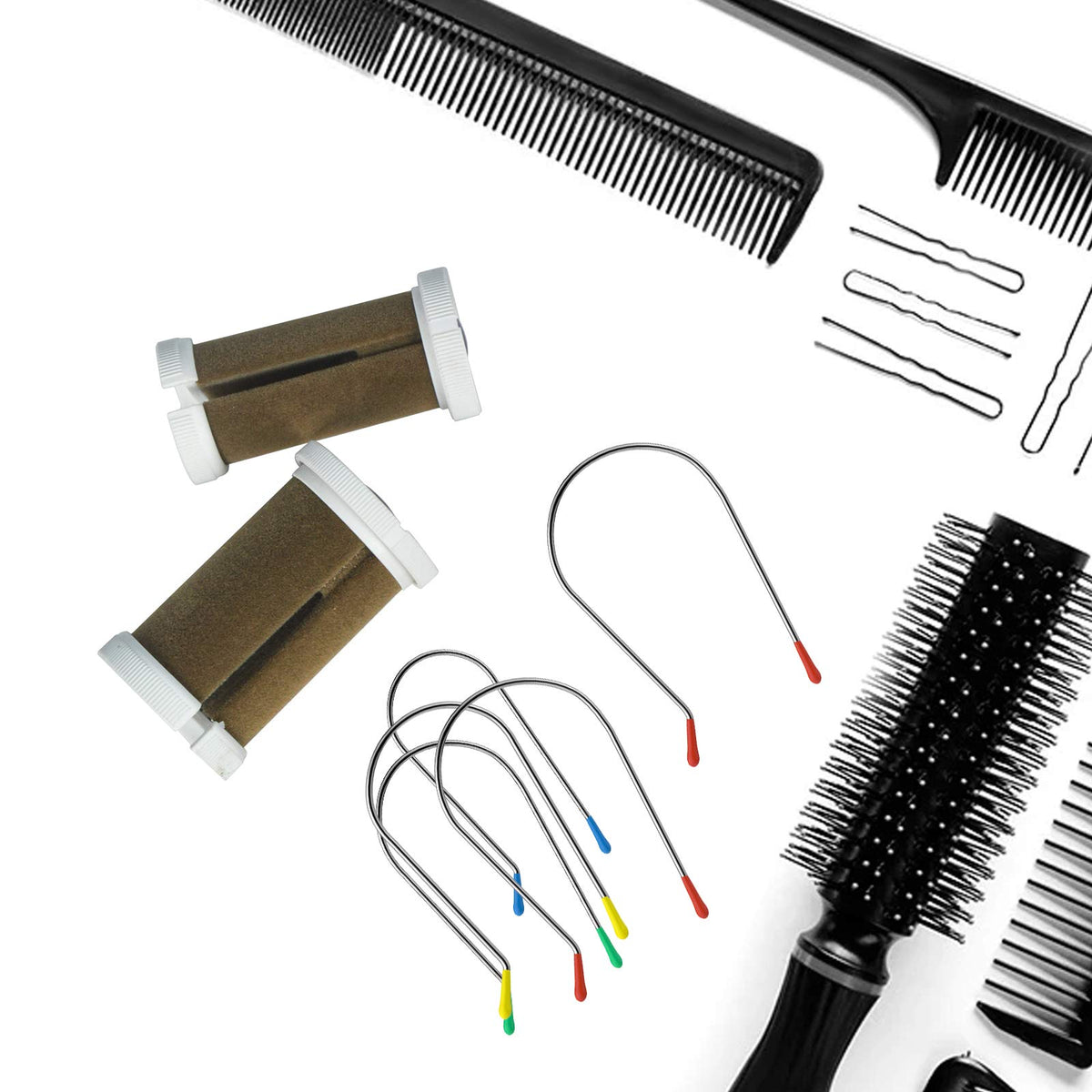 Jicoyin clips holding rollers in a salon setting illustrating professional use and convenience