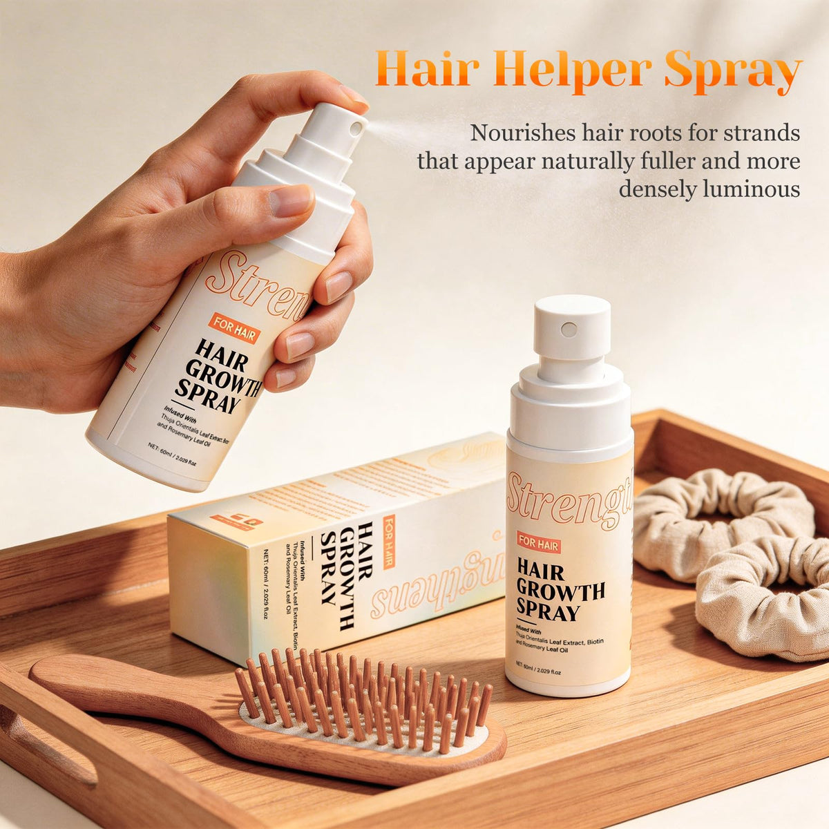 JIEXUN rosemary, biotin, arborvitae ingredients arranged to highlight natural benefits