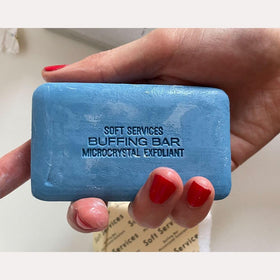 JIGME CALA buffing bar on bathroom shelf suggesting routine convenience