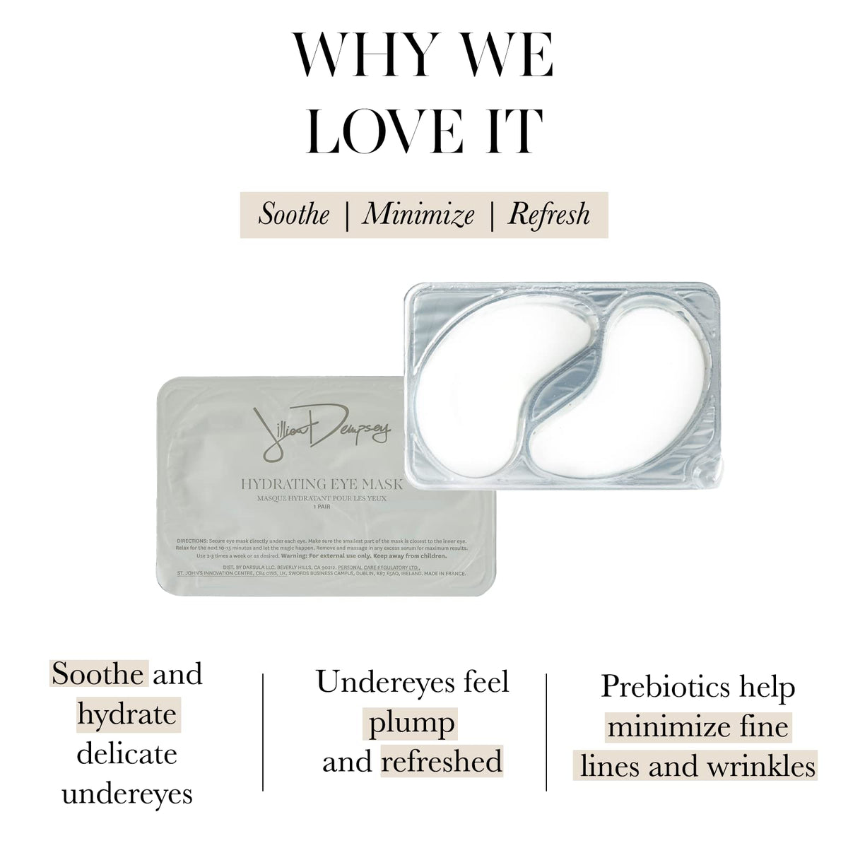 Jillian Dempsey mask applied under eye demonstrating instant depuffing