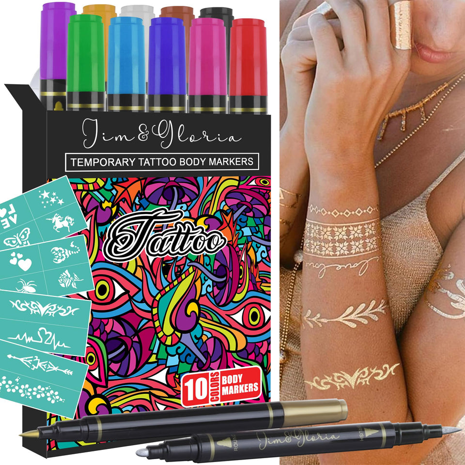 Jim&Gloria front packaging showing 10 color marker set and brand