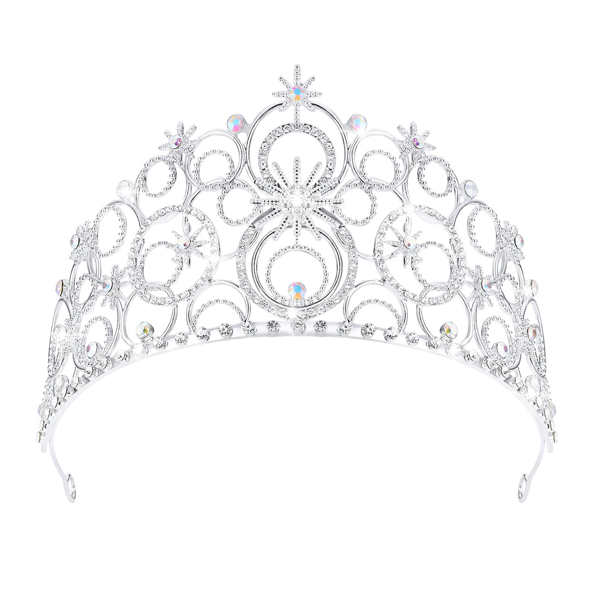 JITINX front view of silver tiara showing full shape and sparkle benefit
