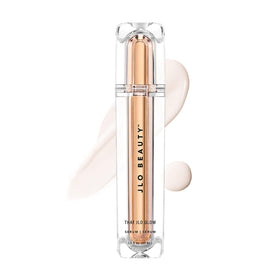 JLO BEAUTY front bottle of brightening face serum showing sleek packaging and glow benefit