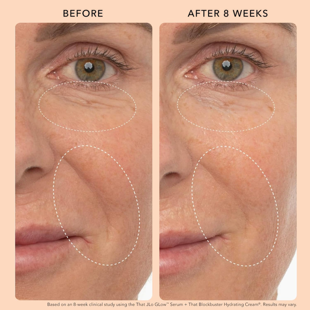 JLO BEAUTY olive complex ingredients display emphasizing nourishment benefit