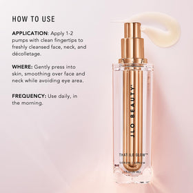 JLO BEAUTY serum texture droplet on skin illustrating lightweight hydration and fast absorption