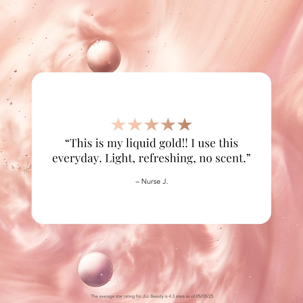 JLO BEAUTY bottle in hand to show 4 oz scale for travel-friendly hydration