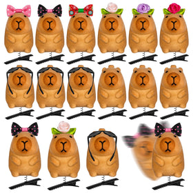 JMZYJZH front packaging showing 12 capybara plush hair clips, ideal for gifting