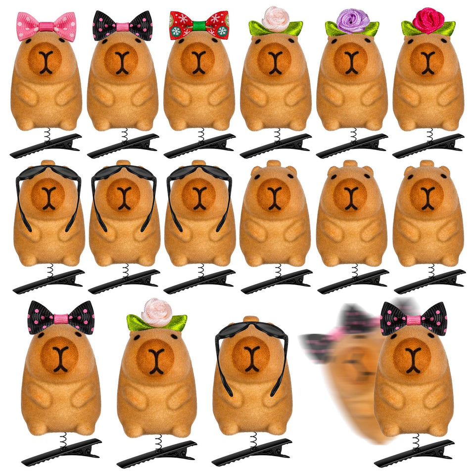 JMZYJZH front packaging showing 12 capybara plush hair clips, ideal for gifting