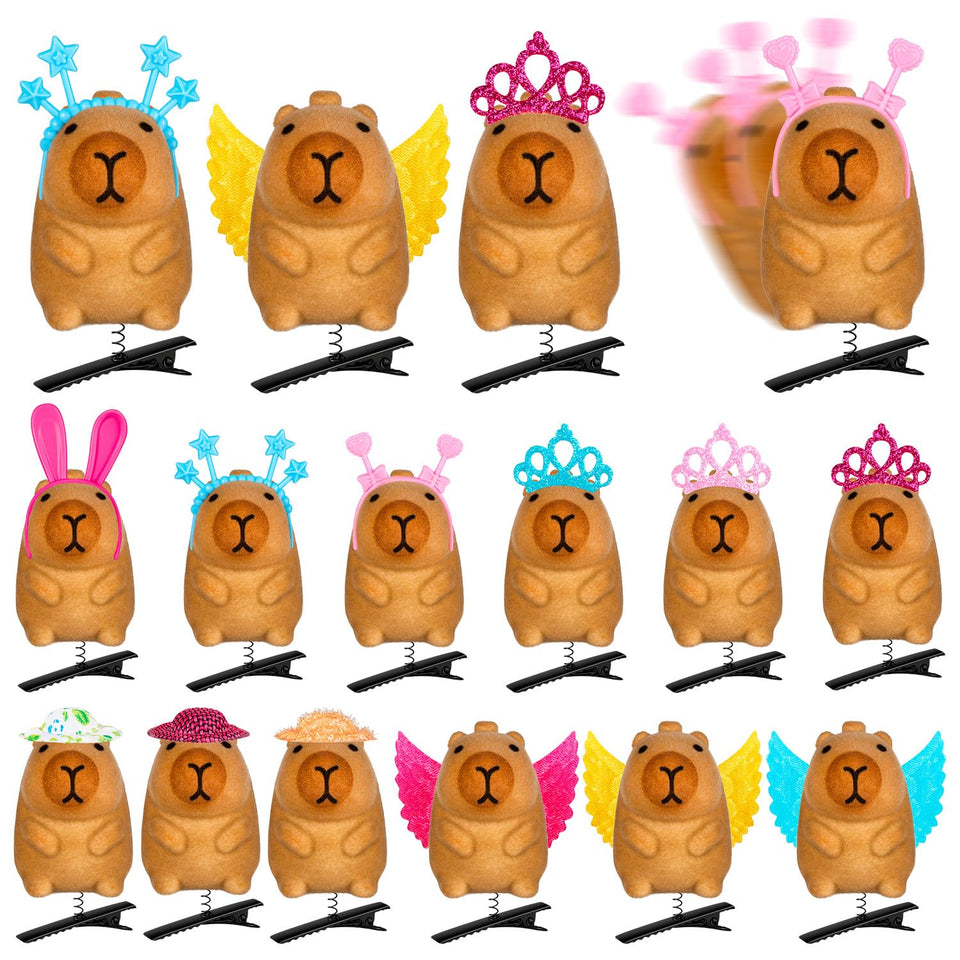 JMZYJZH front view of 12 capybara clips showing variety and gift-ready appeal