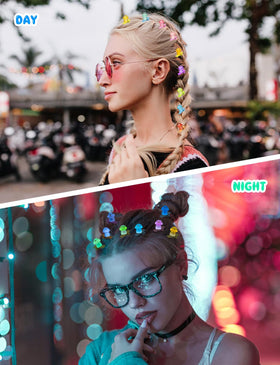 JMZYJZH glow-in-the-dark clips illuminated in low light for subtle shine