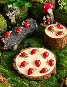 JMZYJZH ladybug motif close-up highlighting detailed polka-dot finish