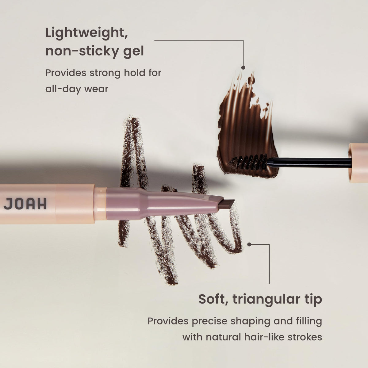 JOAH browscara wand detail showing gel texture for lift and hold