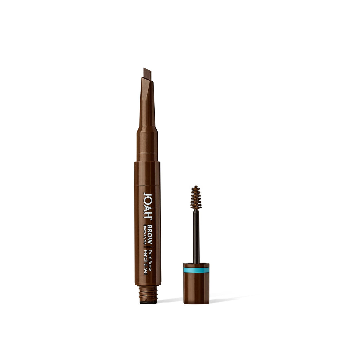 JOAH dual-ended brow tool next to a coin showing compact travel-friendly size