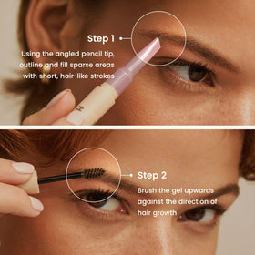 JOAH dual-ended brow pencil and gel profile highlighting compact convenience