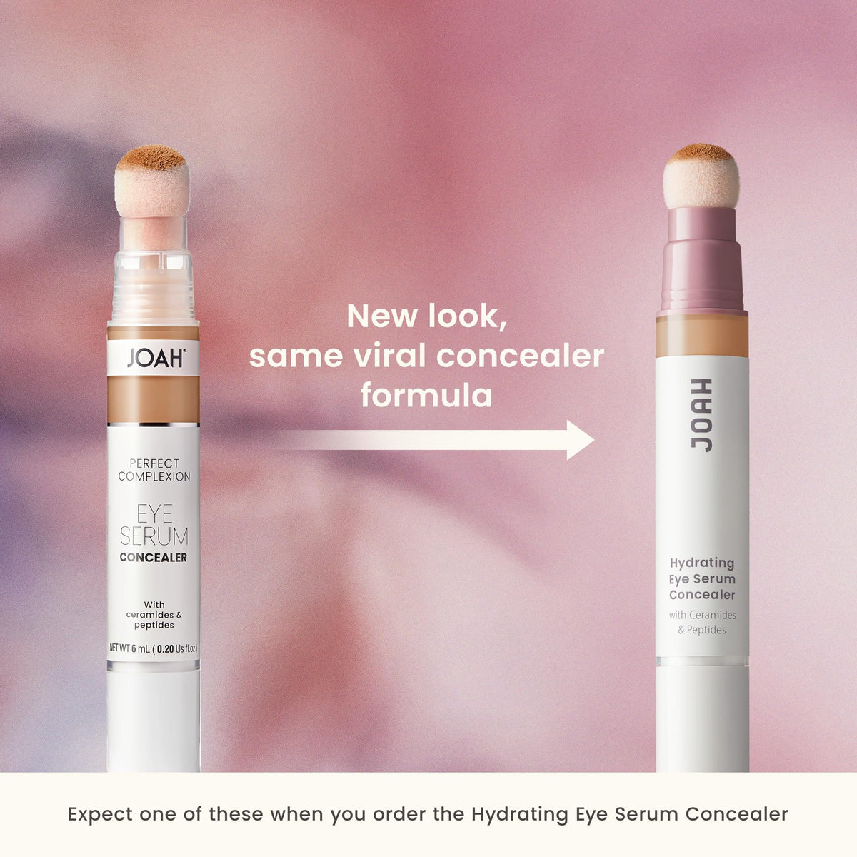 JOAH in-use under-eye application demonstrating brightening and de-puffing effect benefit